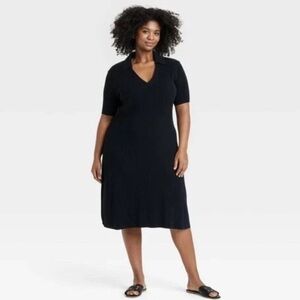 Sweater dress AVA VIV Ribbed Dress Black NWT Fall Winter Minimalist Neutral